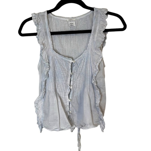 Aritzia Wilfred La Boheme Delacroix Tank- Ruffled, Pintuck Tank Top- Light Blue - Picture 7 of 14